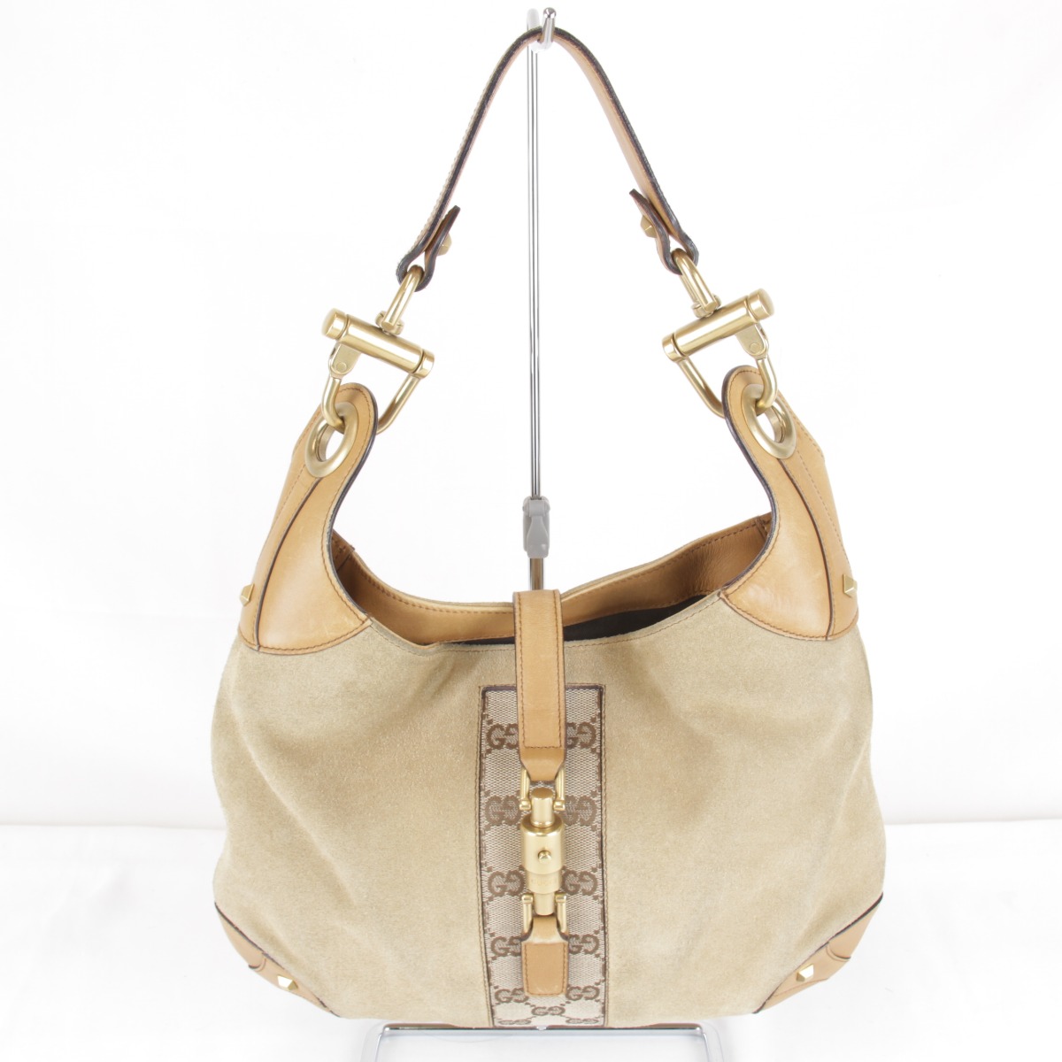 『USED』 GUCCI グッチ  ニュージャッキー GG柄 120888 205141 ハンドバック スウェード/なめし革  ベージュ レディース【中古】
