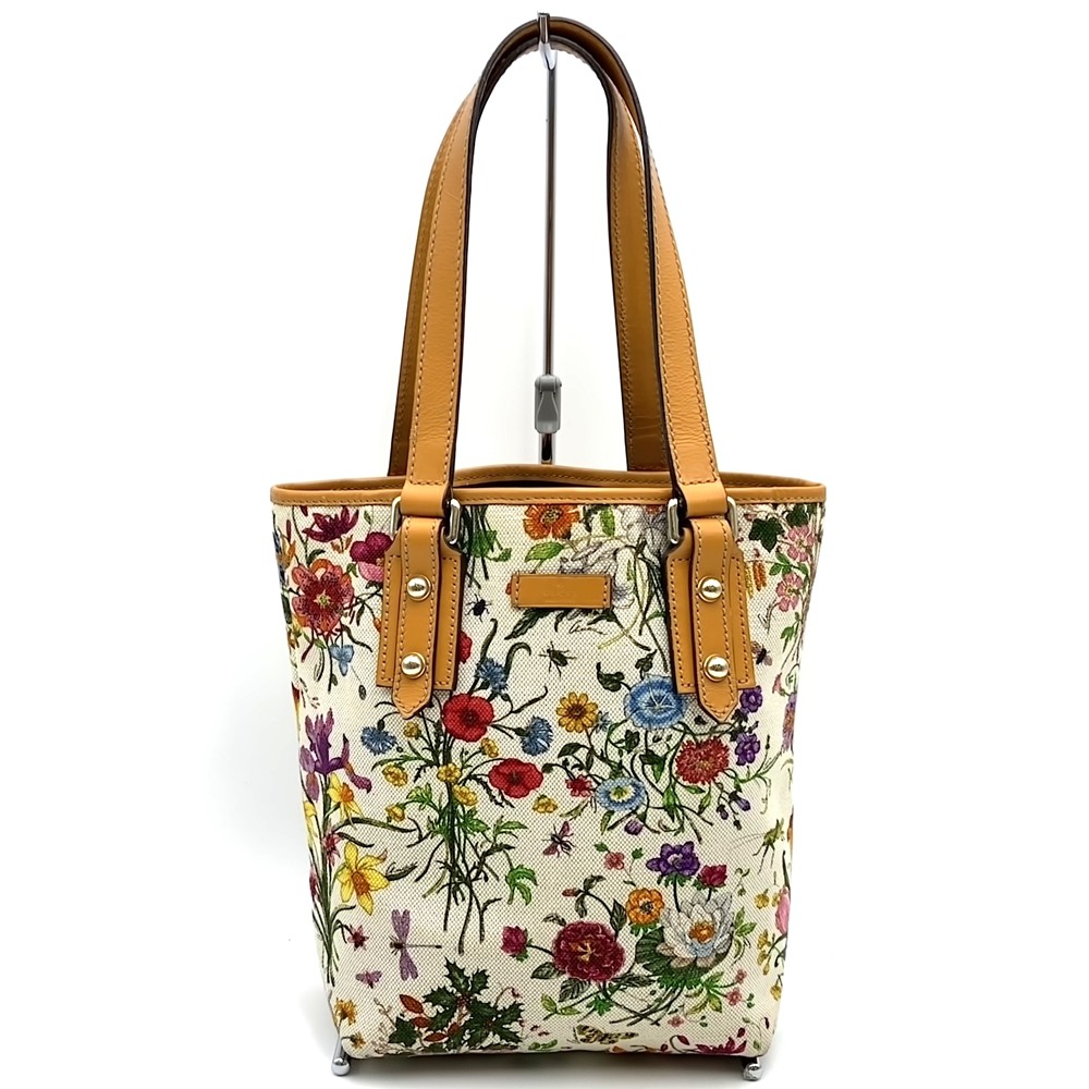 GUCCI グッチ 257250 フローラ トートバッグ ハンドバッグ フラワー キャンバス/レザー オレンジ ブラウン レディース【中古】｜Brand Shop Ring
