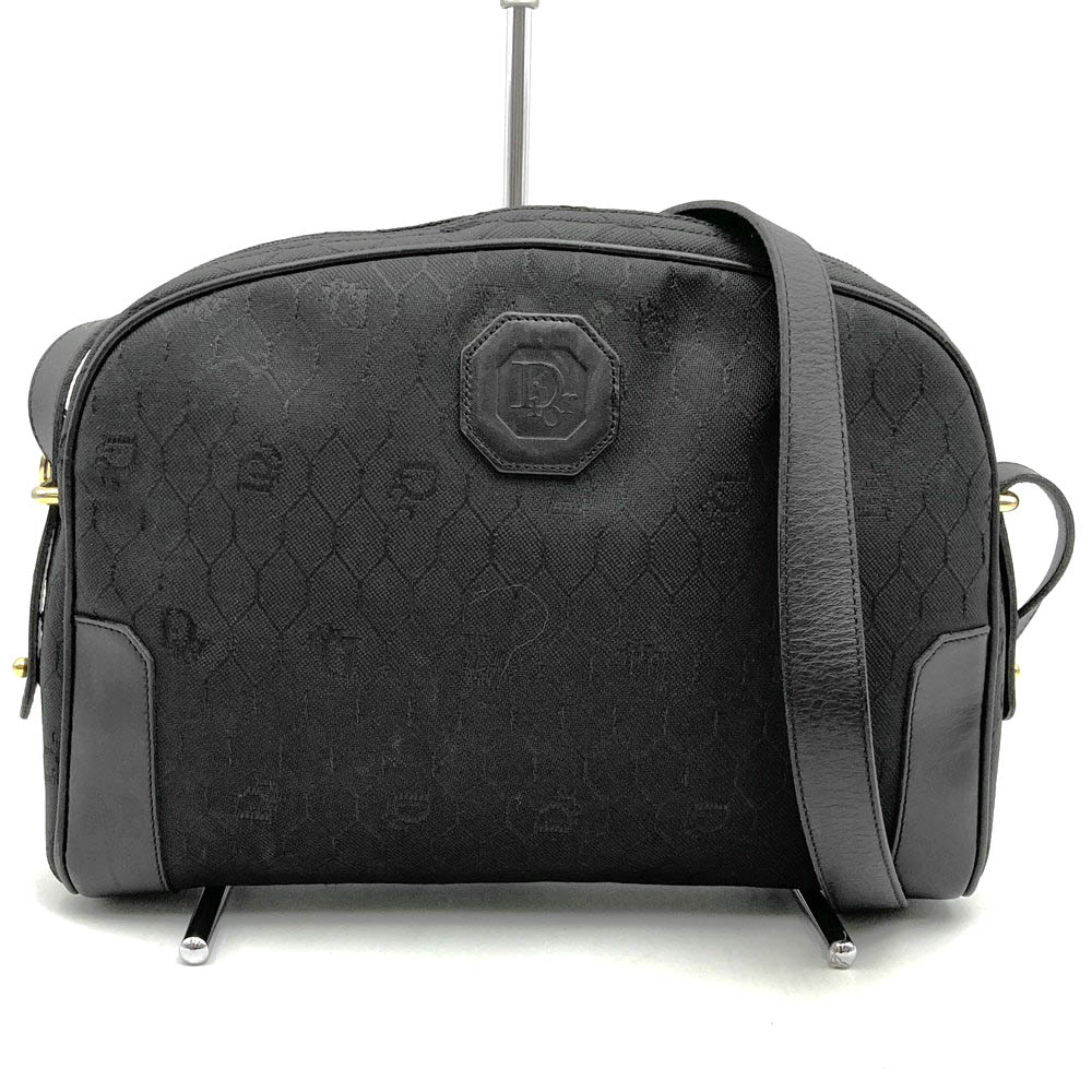 Dior クリスチャンディオール  ショルダーバッグ ハニカム柄 帆布/なめし革  黒いこと レディース【中古】