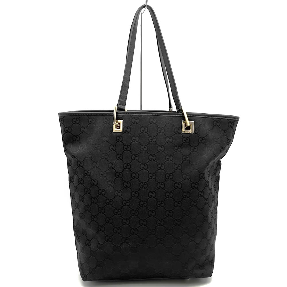 GUCCI グッチ  002 1098 トートバッグ ハンドバック ショルダーバッグ GG帆布/なめし革 黒いこと レディース メンズ【中古】