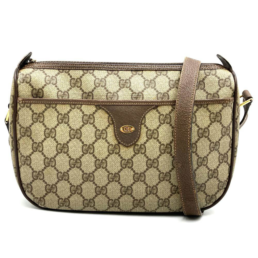 GUCCI グッチ  001 115 6106 ショルダーバッグ 曲がった掛け GGスプリームキャンバス 年寄りのグッチ 赤銅色 レディース【中古】
