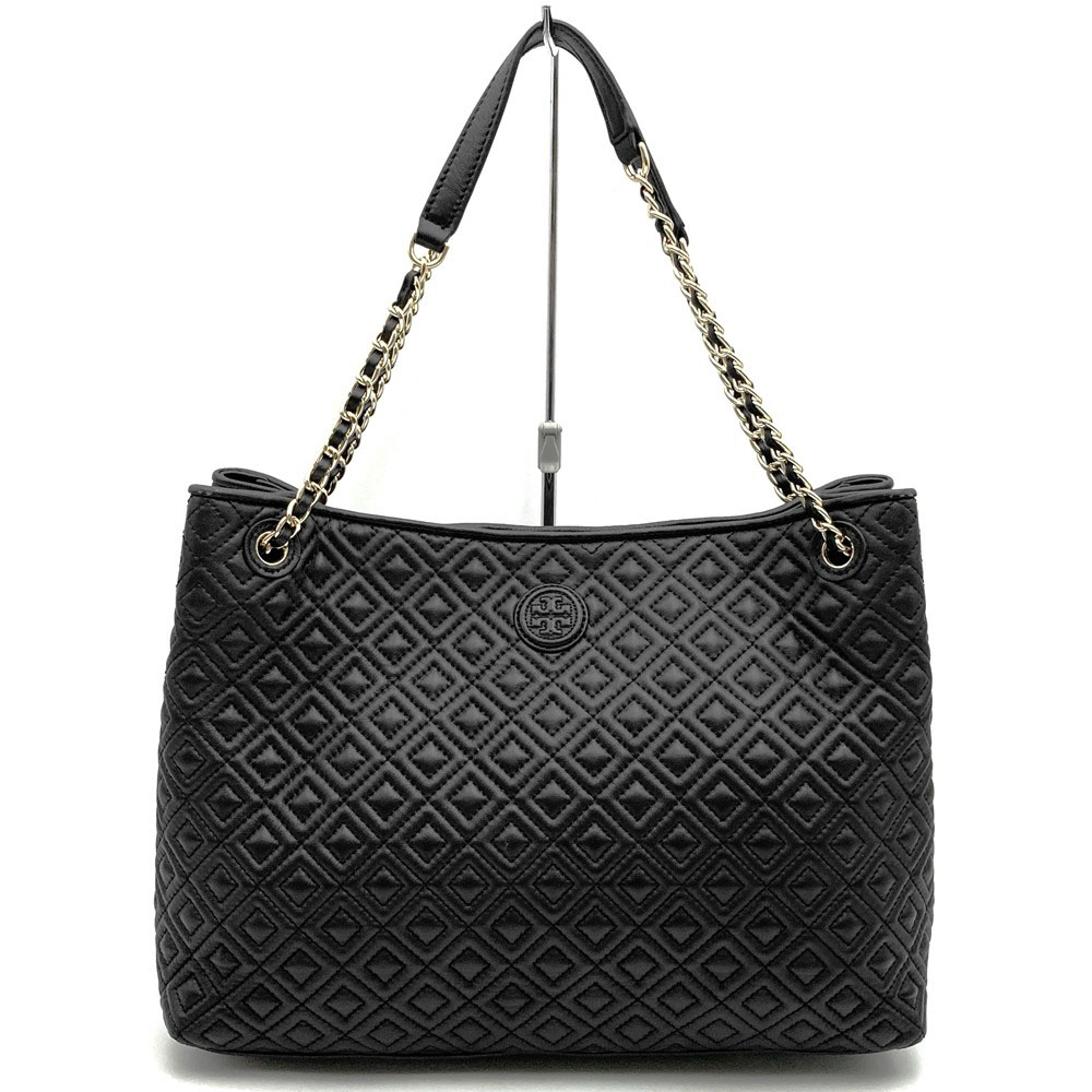 TORY BURCH トリーバーチ トートバッグ ショルダーバッグ チェーン店 なめし革 黒いこと レディース【中古】