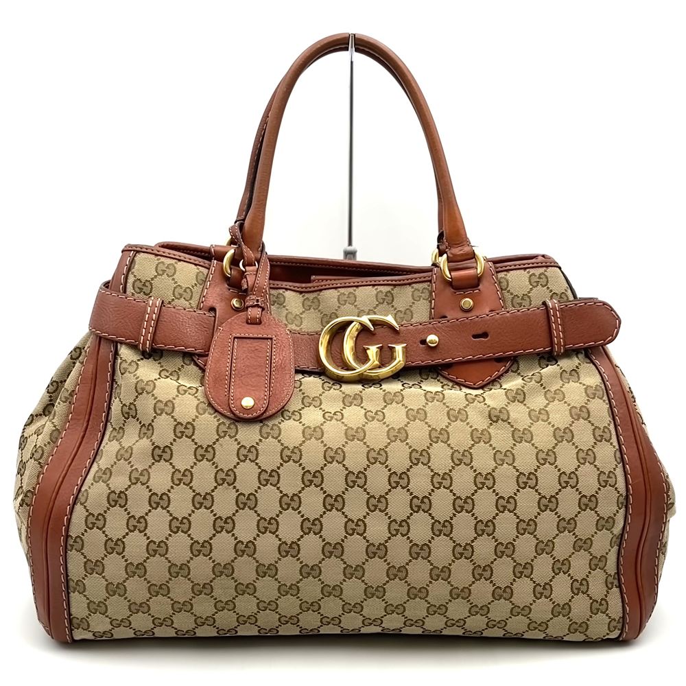 GUCCI グッチ 247179 GG帆布 トートバッグ なめし革 赤銅色 レディース【中古】