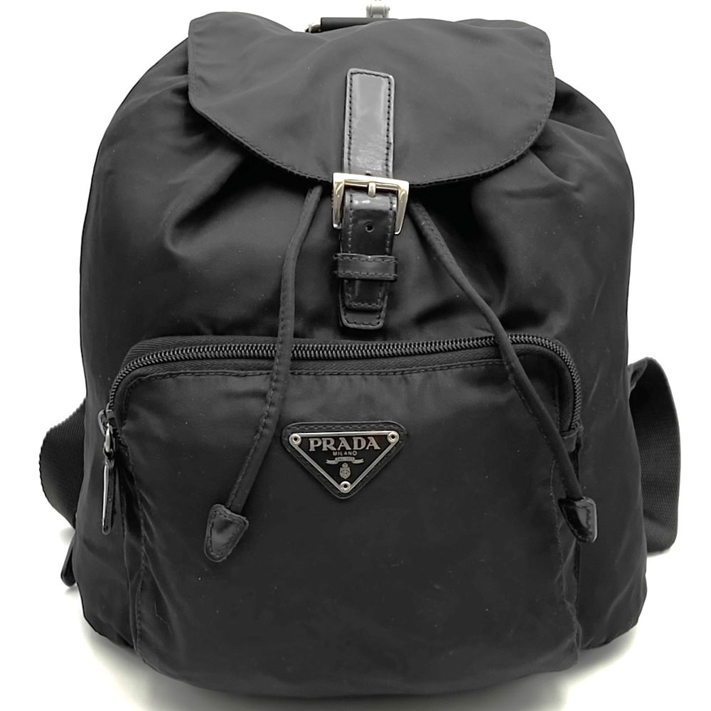 PRADA プラダ 背嚢 うしろ側風呂敷き包み デイパック ナイロン 黒いこと レディース メンズ ヴィンテージ【中古】【ELGZN】