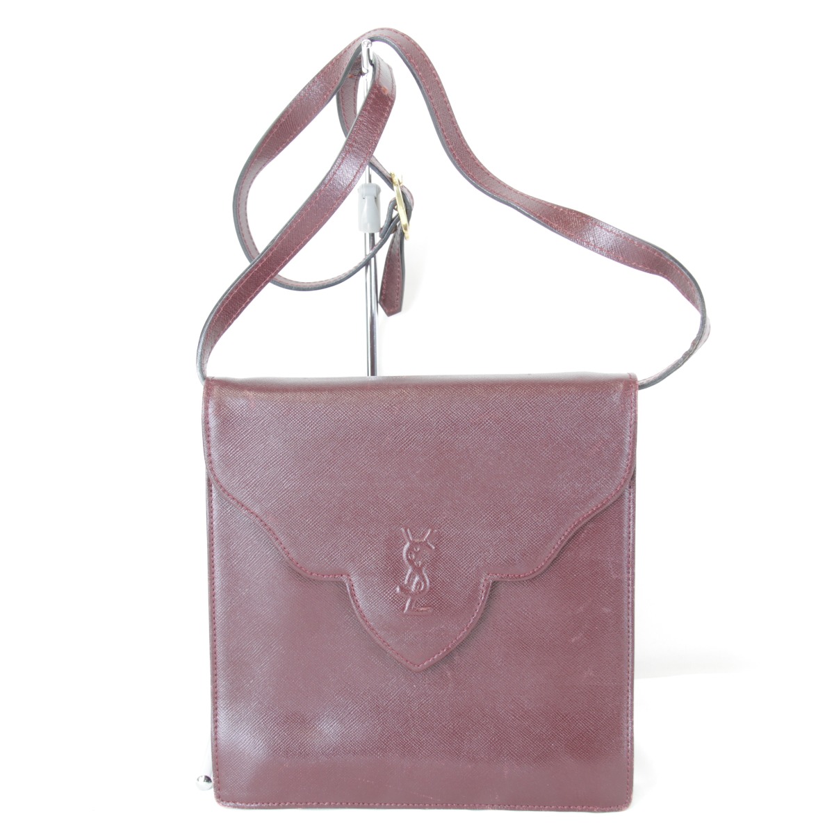 『USED』 YVES SAINT LAURENT イヴ・サンローラン  ショルダーバッグ なめし革 /サフィアーノレザー ぶどう酒赤いこと レディース【中古】