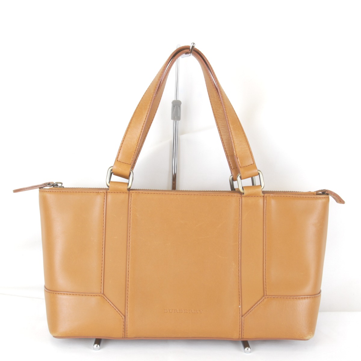 『USED』 BURBERRY バーバリー  内ノバチェック ハンドバック なめし革 駱駝 レディース【中古】