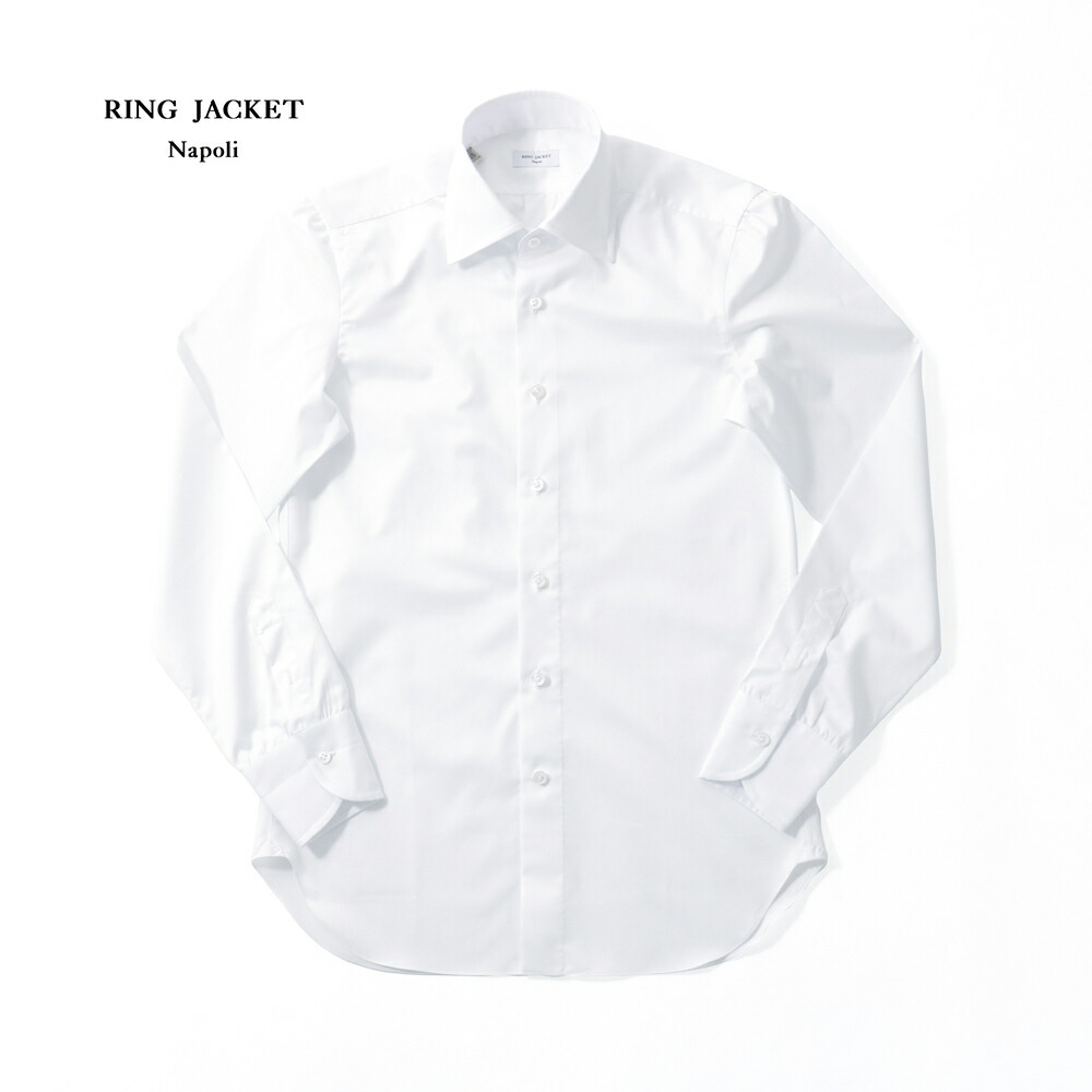 RING JACKET Napoli リングヂャケットナポリハンド9行き方 100/2×100/2 レギュラーカラーシャツ【白いこと/無地】