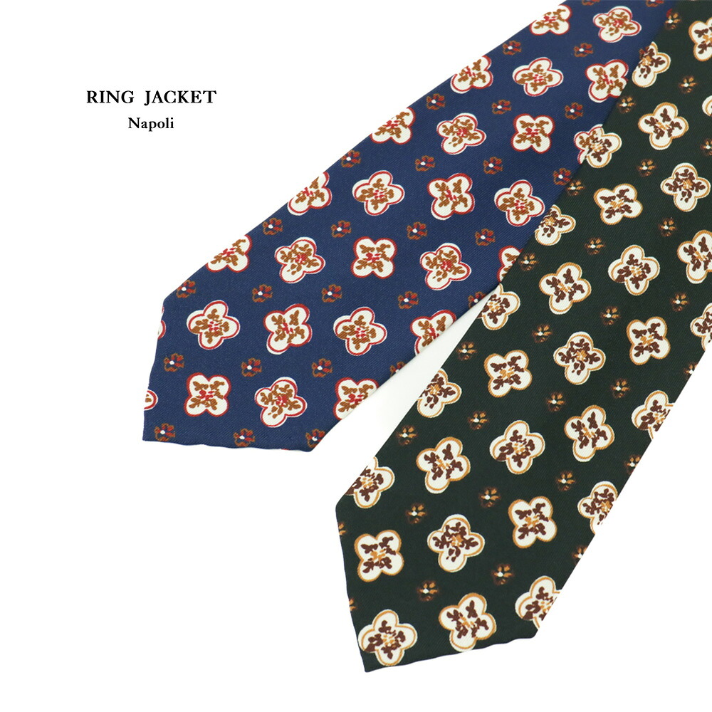 RING JACKET Napoli リングヂャケットナポリシルクプリントタイ SFODERATA【ネイビー・ブラック】