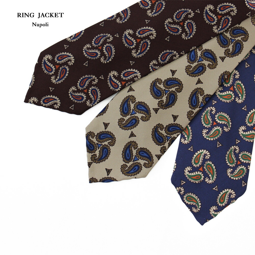 RING JACKET Napoli リングヂャケットナポリ プリントタイ SFODERATA【ブルー・ベージュ・ブラウン】