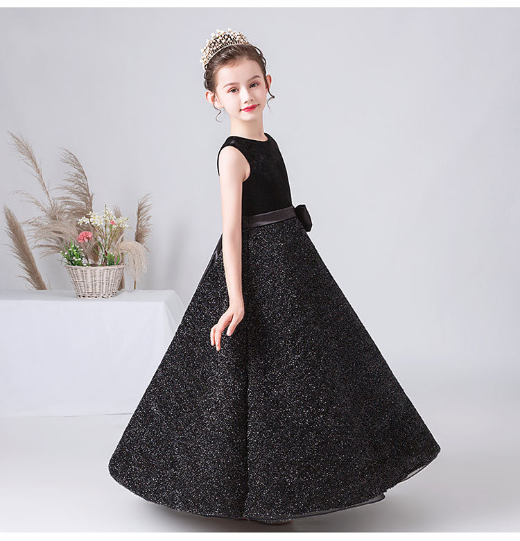 新しい到着 ピアノ発表会ドレス ジュニア 子供ドレス ロングドレス 黒 ブラック 発表会 結婚式 キッズドレスw 驚きの値段 Www Formebikes Co Uk