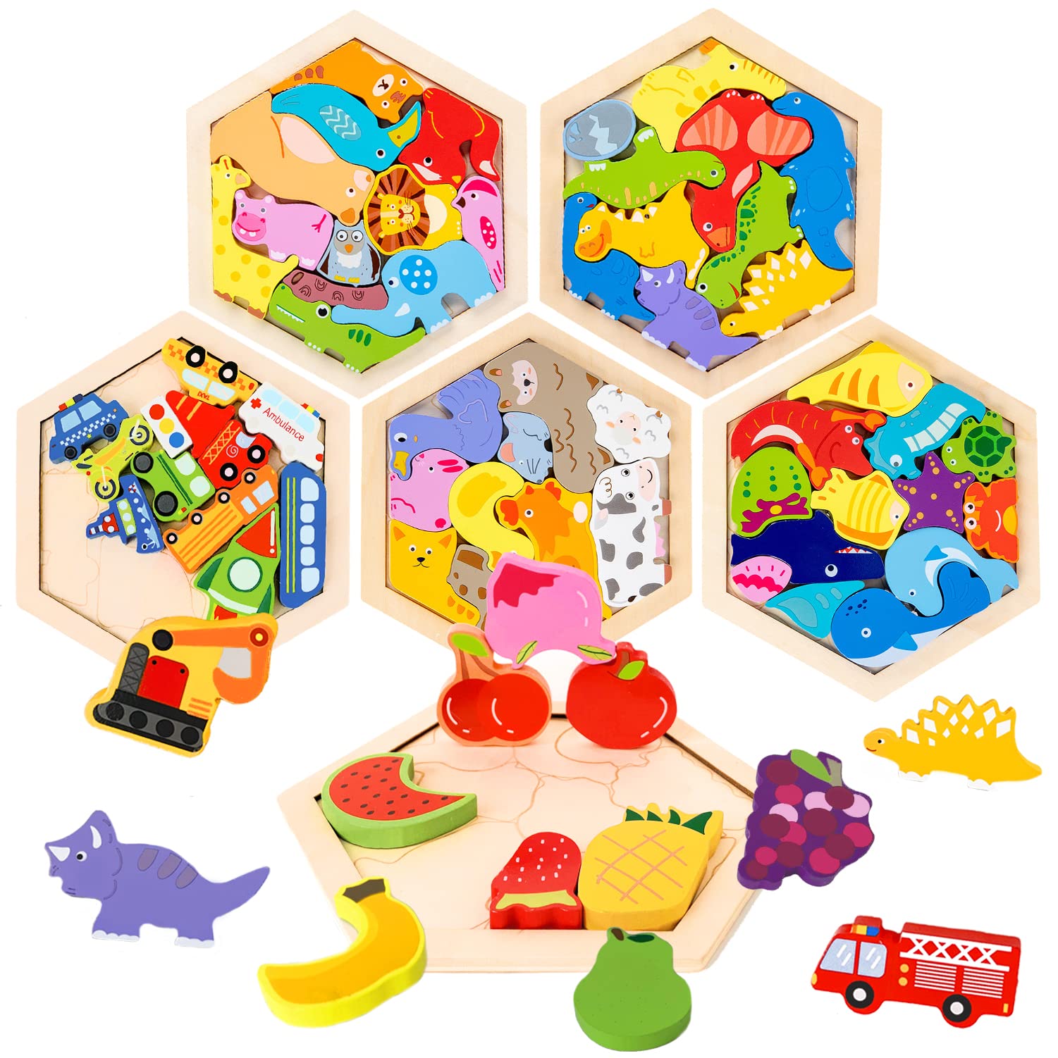 立体パズル×6 (セット売りです) 楽天市場】「10％OFFクーポン配布中」木製パズル 型はめパズル