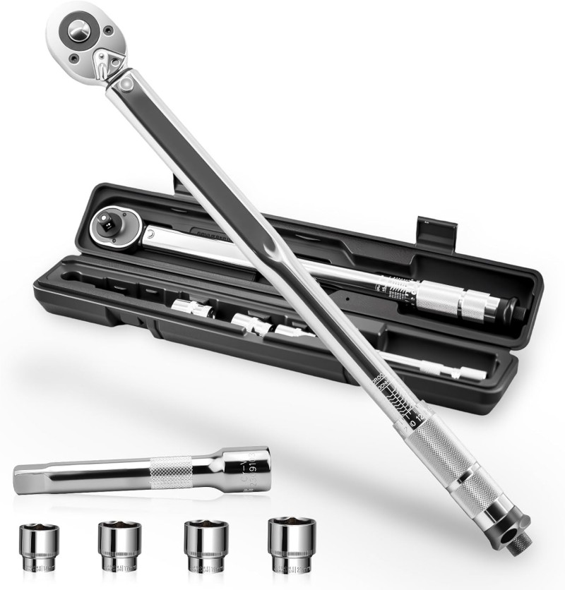 【6点セット】トルクレンチ セット 1/2インチ 28-210 N・m 精度±4% 103N・mプリセット 車 バイク メンテナンス 工具 ケース付き