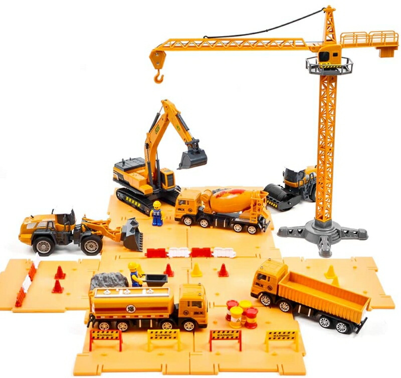 建設車両 7種類セット はたらく車 工事カー 作業車両 おもちゃ ショベルカー ミキサー車 ロードローラー ダンプカー トラック フォークリフト タンクローリー タワークレーン 工事現場 模型 モデルカー 遊び 子ども 男の子に 誕生日 バースデー プレゼント 贈り物