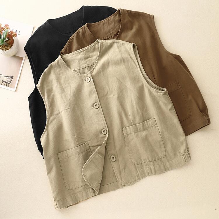 【楽天市場】ベスト レディース 綿麻風 前開き 綿麻ベスト 薄手 夏服 ノースリーブ リネン ジレ 無地 vネック トップス 羽織り 袖なし ...