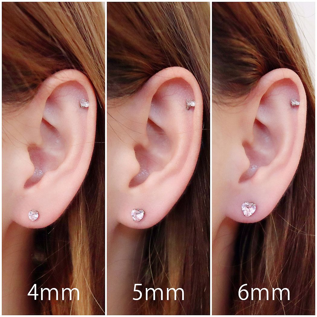 楽天市場 ハート ピアス サージカルステンレス ピンク クリア ミニ 片耳 ワンポイントピアス シンプルピアス 可愛い キュート 送料無料 Rinma