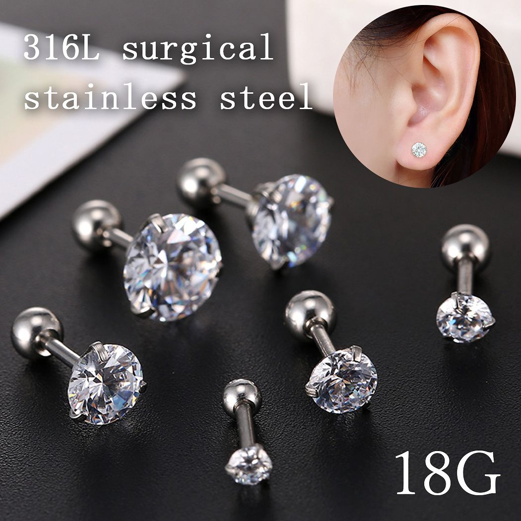 楽天市場 金アレ対応 ボディピアス ストレートバーベル サージカルステンレス アレルギー対応 クリア シルバー ジルコニア シンプルピアス ワンポイントピアス 送料無料 Rinma