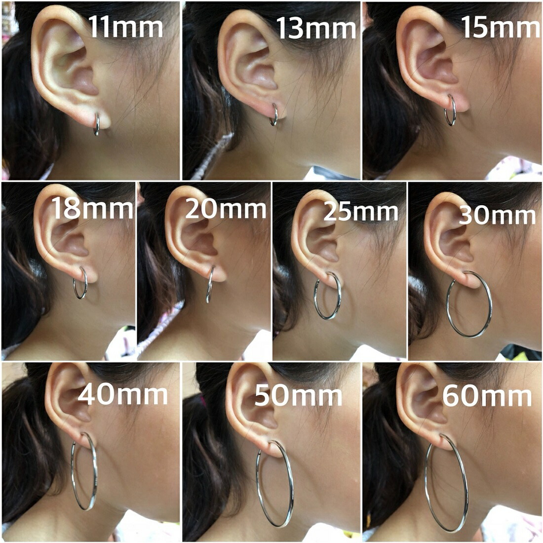 楽天市場 お買い得 日本製 小顔演出 定番のフープイヤリング レディース 両耳選べる2色 10サイズ 大きい レディースフープ 輪っかピアス キッズアクセサリー キッズイヤリング大きい ダンスアクセサリー 送料無料 プチプラ 安い Rinma
