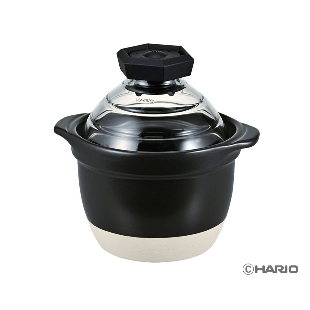 ハリオ（HARIO） フタが瑠璃の田の実釜1～2合【製造会社積みだし】