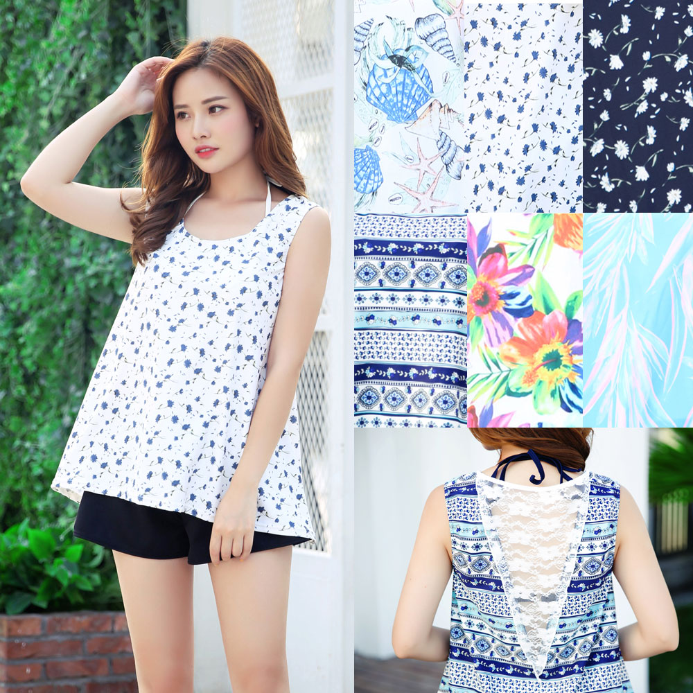 【楽天市場】【送料無料】タンキニ4点セット 水着 6カラー 可愛い レディース ラッシュガード サーフパンツ トレンカ の専門店 リンネ