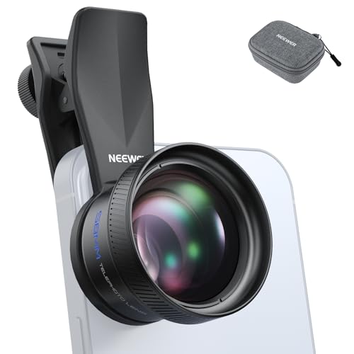 NEEWER 58粍望遠水晶体 5群6枚 2倍倍率 17粍ねじ釘付き添い人スマホカメラレンズクリップ iPhone/Android用 スマホレンズ
