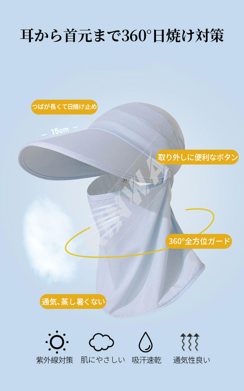 日よけ帽子 フェイスカバー レディース 農作業 帽子 スポーツ Uvカット つば広 キャップ 冷感 メンズ