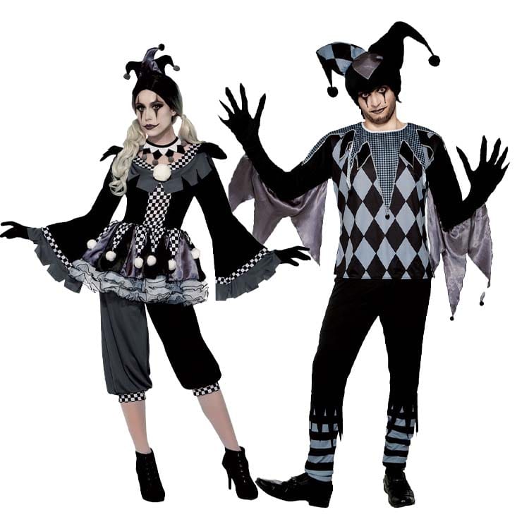 ハロウィン ピエロ カップル サーカス 邪悪 コスプレ 欧米 cosplay 子供 大人 カッコイイ 仮装 帽子 トップス パンツ 髪飾り 襟飾り 手袋  喜劇 Halloween ハロウィーン