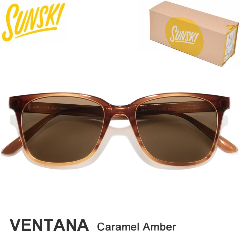 サンスキー SUNSKI サングラス 偏光 UVカット ウェイファーラー型 メンズ レディース ユニセックス ベンタナ キャラメルアンバー Ventana Caramel Amber SUNVECAM 2025SS 2503ripe