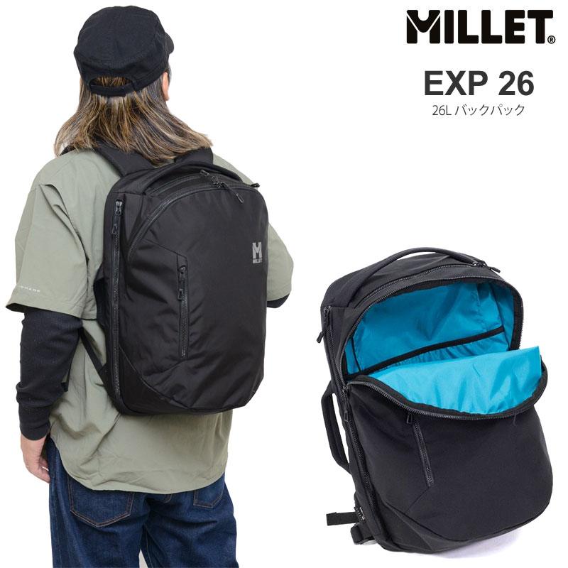 ミレー MILLET リュック メンズ レディース EXP26 バックパック ブラック 26L MIS0767 新ロゴ 2024SS bpk bns【鞄】2403ripe