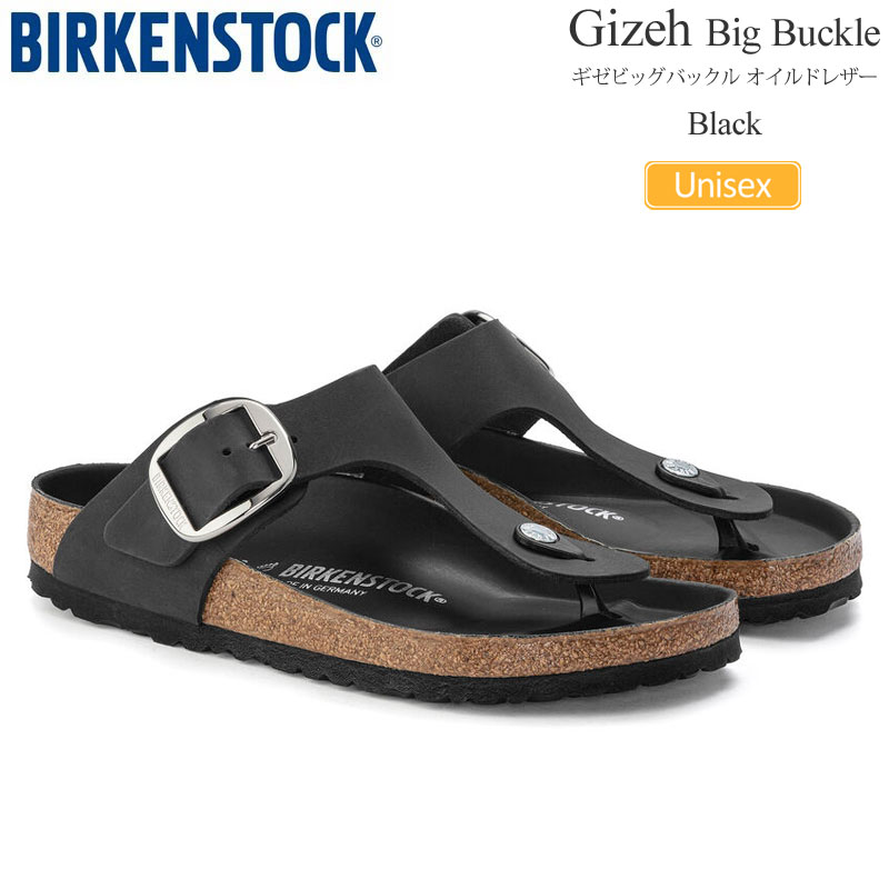 ビルケンシュトック BIRKENSTOCK サンダル メンズ レディース ギゼ ビッグバックル Gizeh Big Buckle オイルドヌバックレザー ブラック レギュラー幅 1023334 2025SS sdl【靴】2503ripe