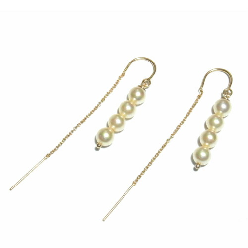 マジョリカパールローズクリーム5mm 14kgfU字チェーンピアス Majorica Pearl パーティー フォーマル 結婚式 冠婚葬祭|ビジューリリア