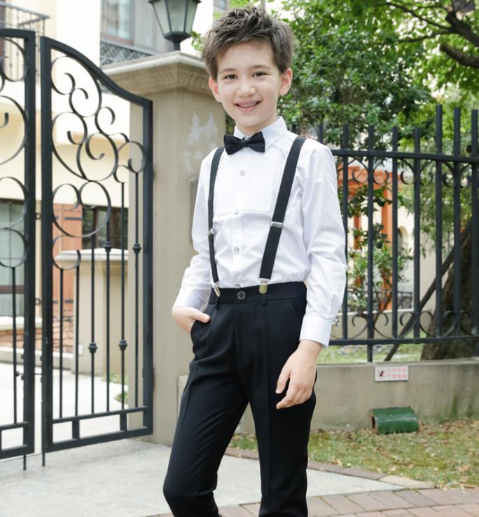 Boy formal suit kids 170CM black Y shirt underwear suspender bow tie entrance ceremony suit / graduation ceremony / wedding ceremony /