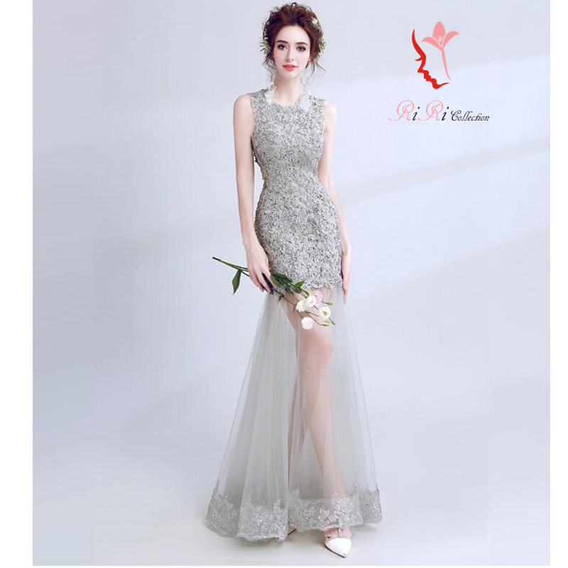 Riricollection Refined Gray Collar Worker Dress Wedding Ceremony