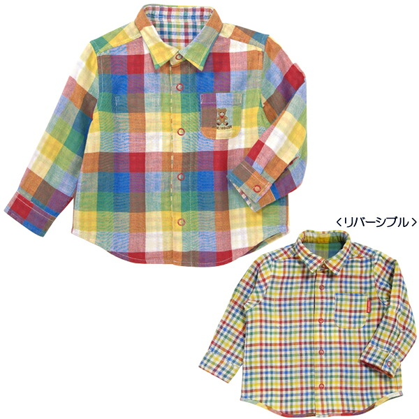 【★ポイント10～1倍】〇【ミキハウス】【SALE・アウトレット】長袖シャツ【3,980円以上で送料無料(国内)】100cmマルチ14300