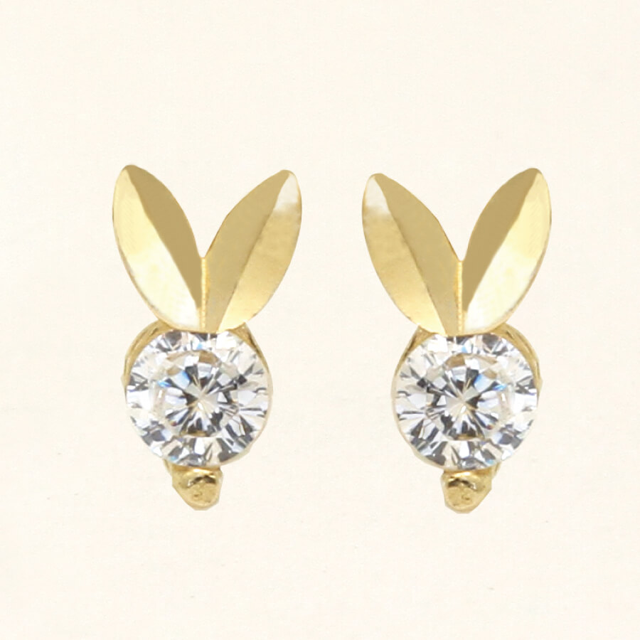 うさぎ ラビット ピアス K10 10金 イエローゴールド