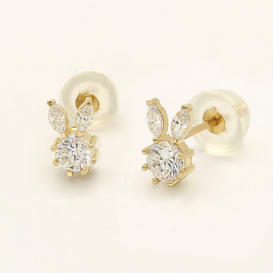 ピアス ゴールド pierce K10ゴールド うさぎ ラビット rabbit ストーン レディス 女性用 10金 10K｜18金ネックレスのゴールデンリバー