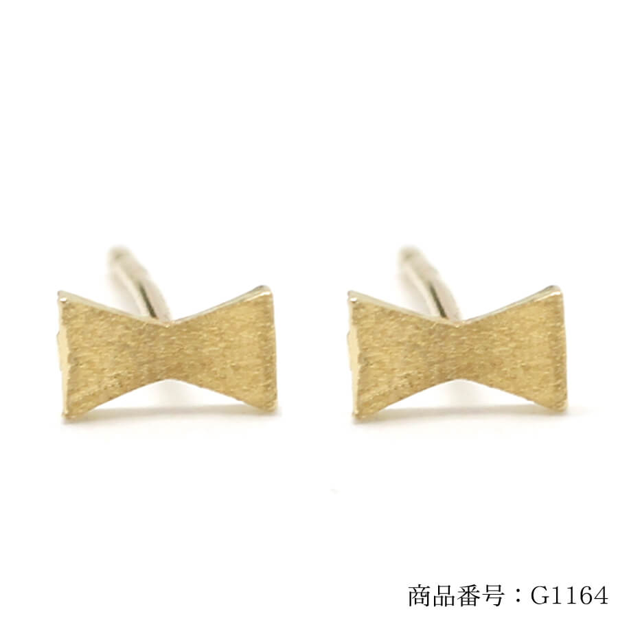 ピアス ゴールド pierce K10ゴールド リボン マット調 レディス 女性用 10金 10K