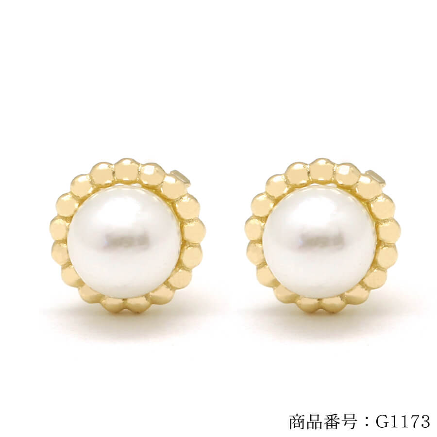 ピアス ゴールド pierce K10ゴールド アレルギー対応 サークル パール レディス 女性用 10金 10K イエローゴールド