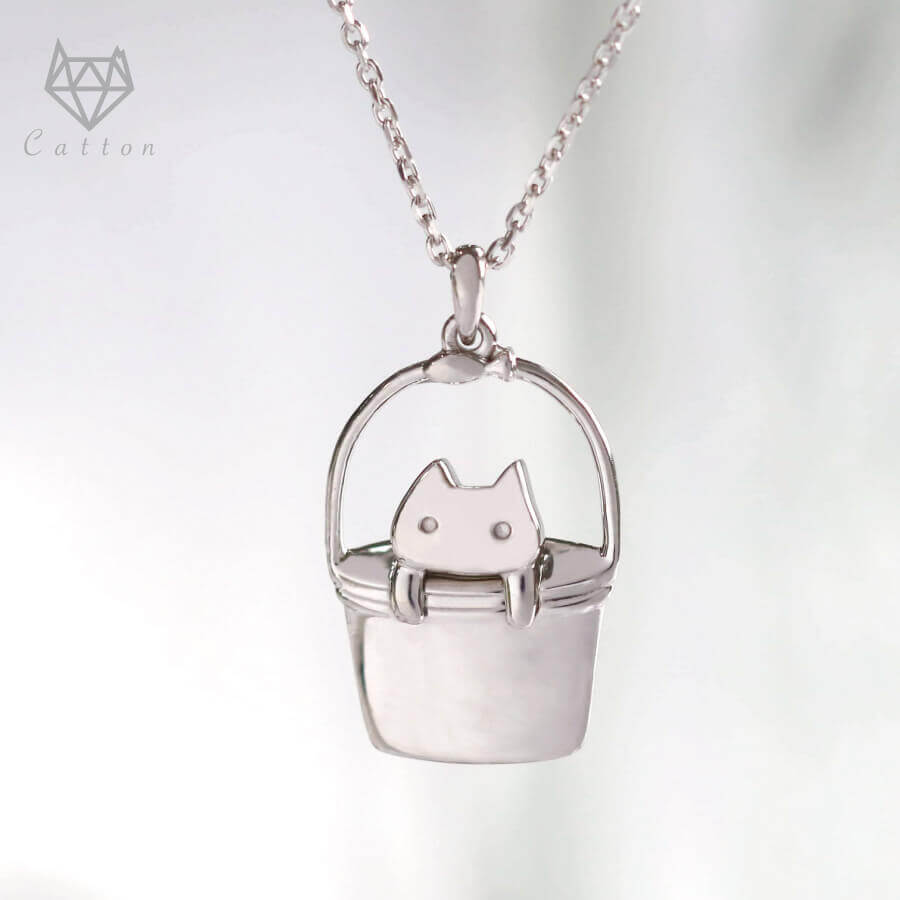 K18 K10 バケツに入った猫ネックレス ネッコレス 猫ネックレス ゴールドネックレス 18金 10金 18k 10k