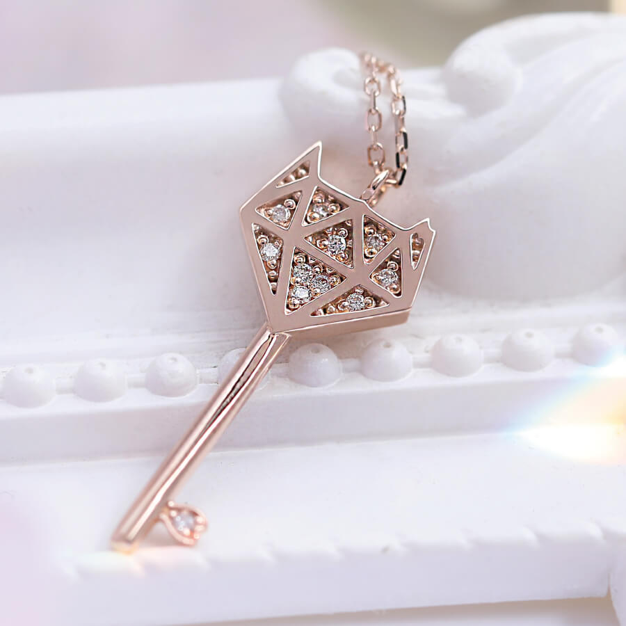 さくら猫　Cattonロゴ　カギネックレス ネッコレス 猫ネックレス ゴールドネックレス 18金 K18 18k シルバー925