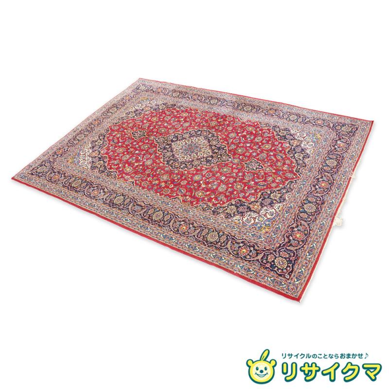 【中古】M▽ペルシャ絨毯 幅3630×奥行2700×厚さ10 銘入り GHOTBI カシャーン ■大型商品・送料別途必要■ (38339)