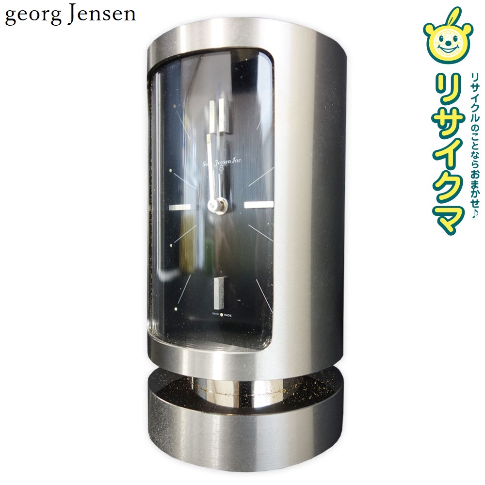 【中古】M▽ジョージゼンセン ジョージジェンセン georg Jensen 時辰儀 目ざまし時計 置時計 手一巻き 機械類式 薇式 アラームク鍵を掛ける (30607)