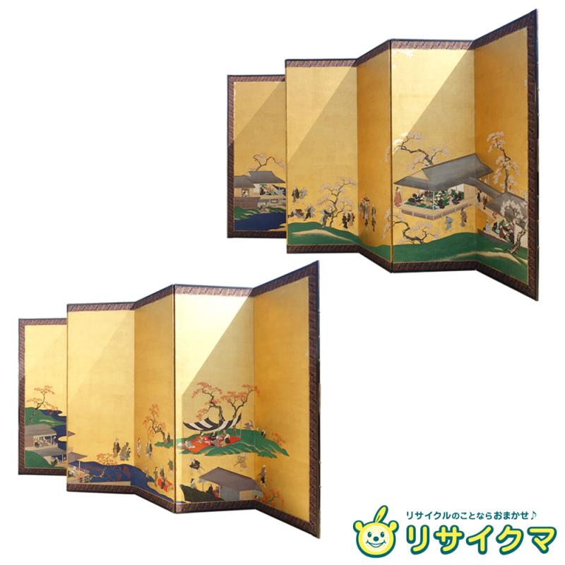 楽天市場】【中古】O▽屏風 春夏秋冬 水墨画 山水図 六曲半双 錦峯山人