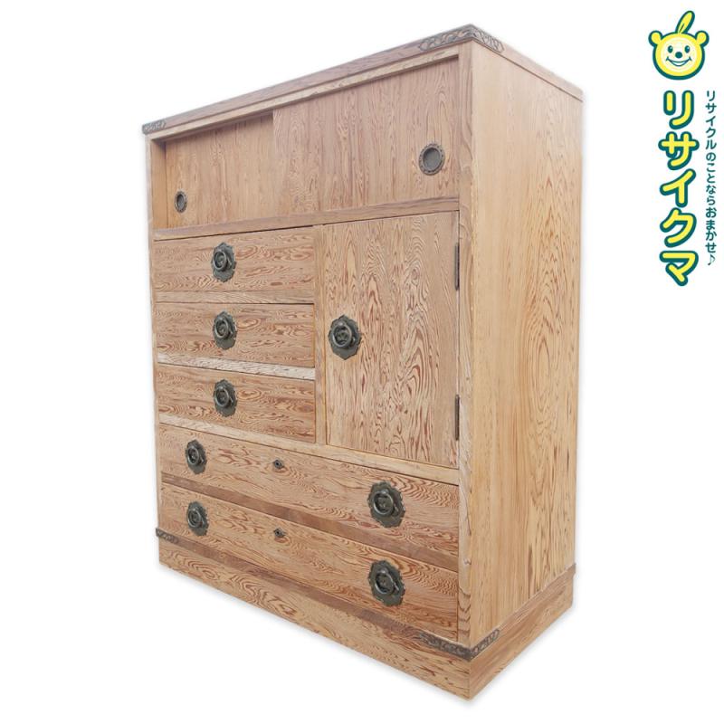 【中古】K▼杉 箪笥 たんす 和ダンス 和家具 茶だんす 茶棚 ■大型商品・送料別途必要■ (38758)