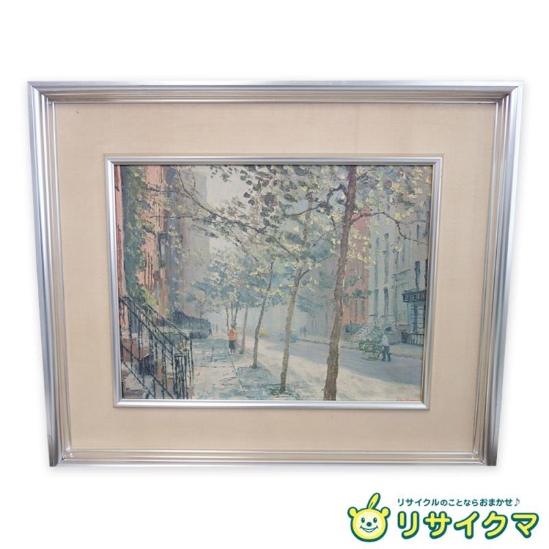 【中古】M▽ピーター・ヘイワード 絵画 複製画 レプリカ プリント Quiet City 額縁 F6 ■送料無料対象外・送料別途必要■ (37915)