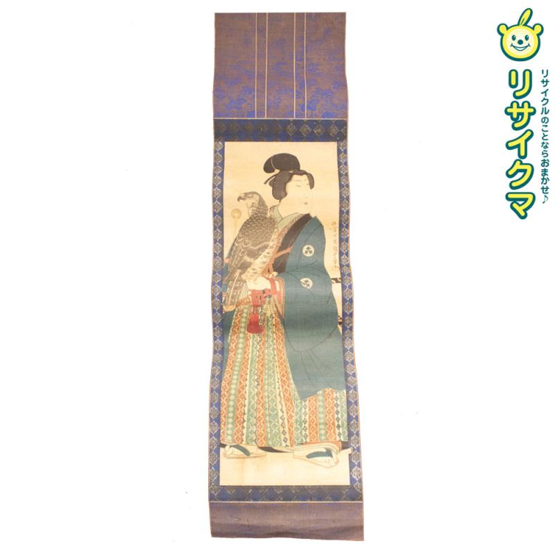【中古】M▽鷹匠 鷹 武士 侍 木版画 掛け軸 浮世絵 錦絵 ■送料無料対象外・送料別途必要■ (K00381)