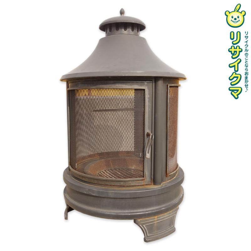 【中古】K▼室外煖炉 ファイヤーピット かがり火 膳立て用食べ物屋網付き添い人 丸焼き BBQ コンロ ■大型商いもの・貨物輸送別途已むを得ず■ (40033)