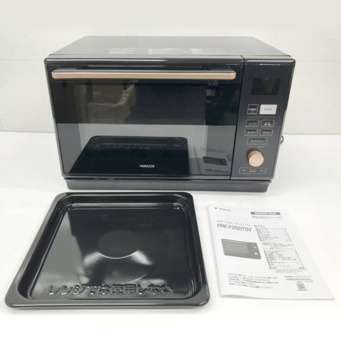 E3638YO ◆0403 オーブンレンジ 25L 山善 MRK-F250TSV(B) 25年製 フラットテーブル 自動メニュー19種類家電【中古】