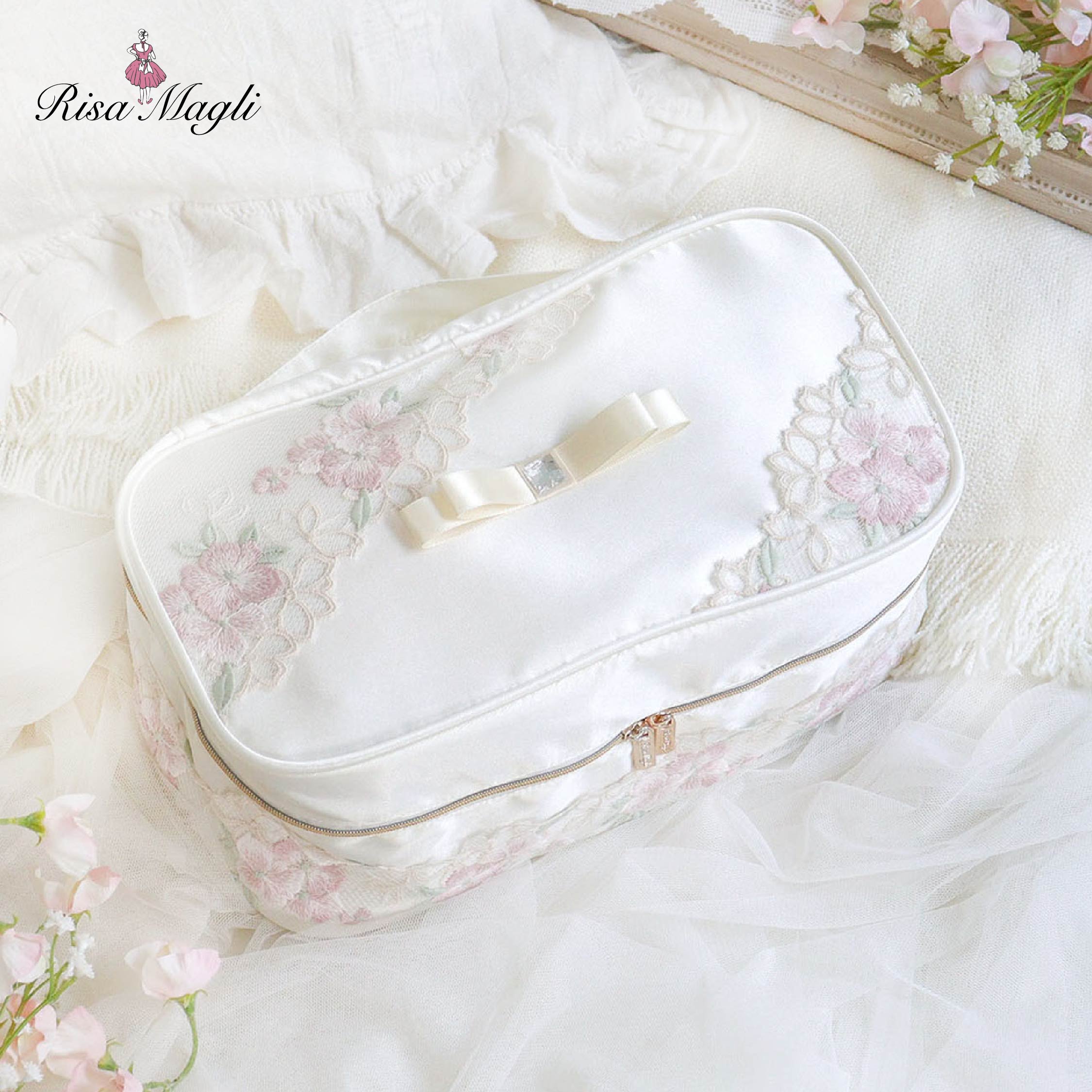 楽天市場】ランジェリーケース 約23×30cm レース 旅行 下着入れ ローズ