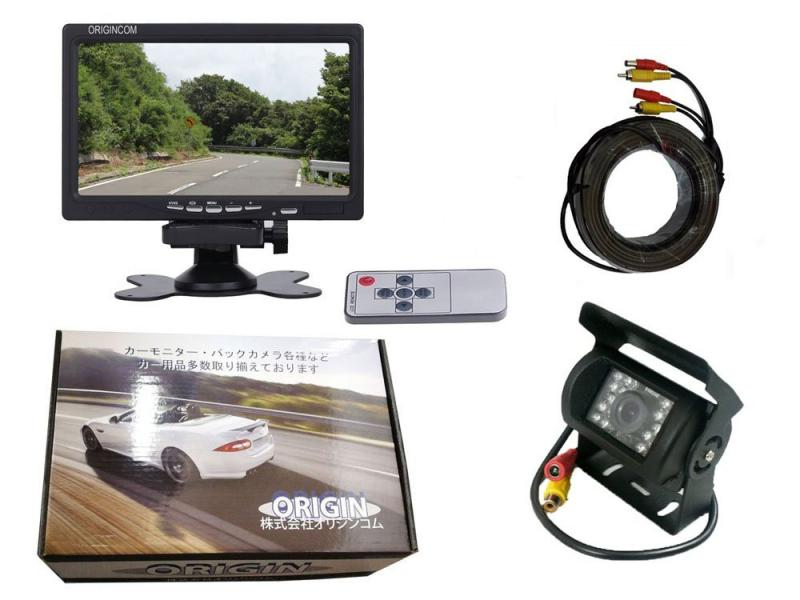 トラック、バス、重機等対応バックカメラ　12V/24V兼用　7インチモニター＋バックLEDカメラ＋20Mケーブルガイドライン表示なし｜日用雑貨　RISE店