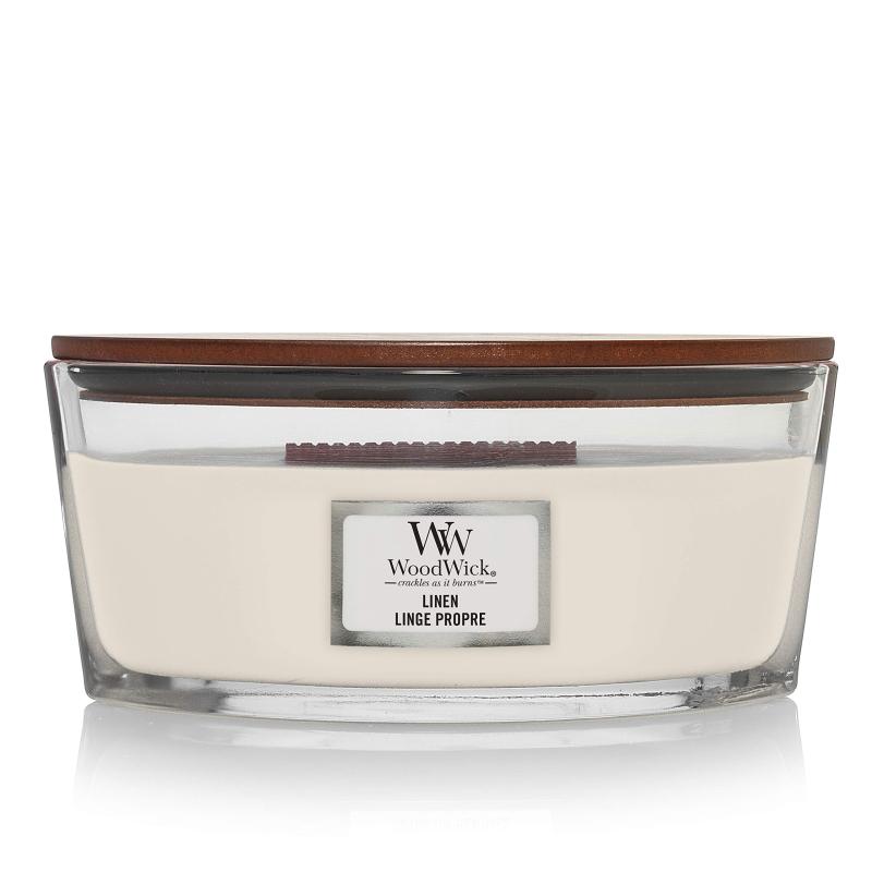 WoodWick ウッドウィック HEARTHWICK ハースウィック Lサイズ リネンLINEN アロマキャンドル [並行輸入]